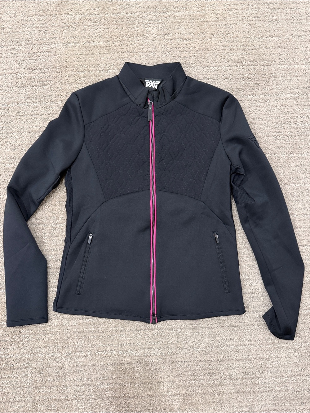 PXG Black Utility Jacket with Pink Zip Trim